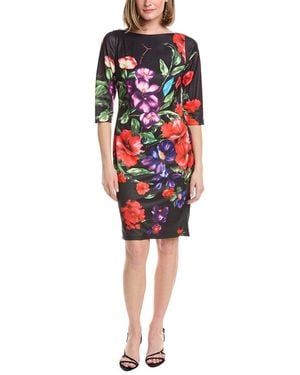 Rene Ruiz 3/4 Sleeve Bodycon Floral Sheath Dress - Red