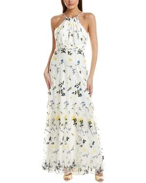 ML Monique Lhuillier Sleeveless Tulle Maxi Dress - Metallic