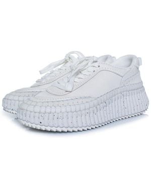 Chloé Leather Nama Platform Trainer (Authentic Pre-Loved) - Grey