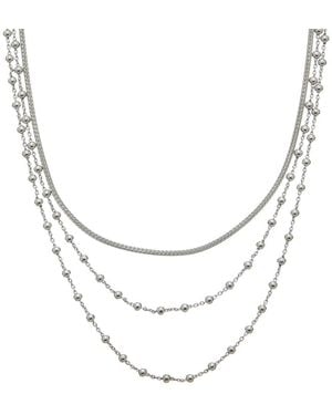 Italian Gold Over Silver 18K Plated Multi Strand Necklace - White