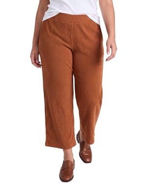 Anne Klein Plus Pull-On Wide Waistband Wide Leg Crop Pant - Brown