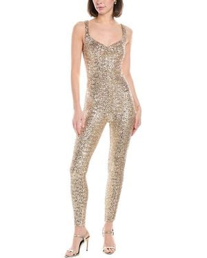 Elisabetta Franchi Tuta Donna Sequin Jumpsuit - Natural