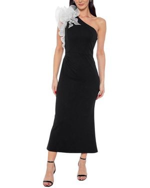 Marina Ruffle Shoulder Midi Dress - Black
