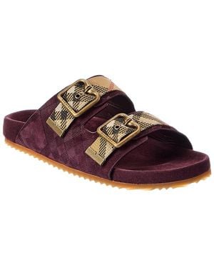Burberry Check Suede Sandal - Red