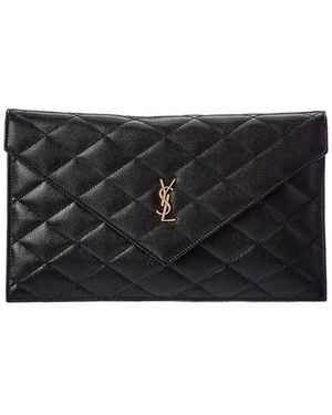 Saint Laurent Quilted Leather Pouch - Black
