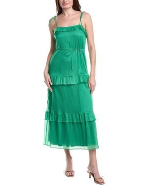 Julia Jordan Crinkled Chiffon Midi Dress - Green