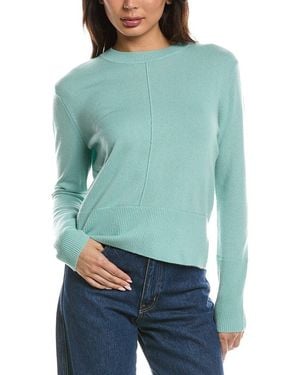 Forte Exposed Seam Crewneck 100% Cashmere Jumper - Green