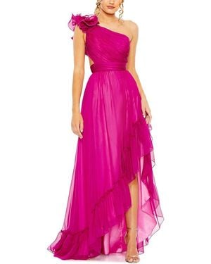 Mac Duggal Ruffled One Shoulder Asymmetrical Gown - Pink