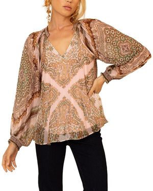 Hale Bob August Silk-Blend Top - Natural