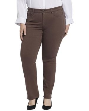NYDJ Plus Marilyn Coffee Bean Straight Leg Jean - Brown