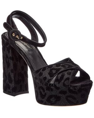 Dolce & Gabbana Velvet Platform Sandal - Black