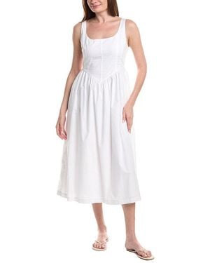 Ellen Tracy Poplin Bustier Dress - White