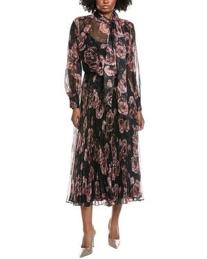 Mikael Aghal Print Midi Dress - Brown