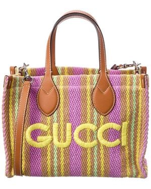 Gucci Small Jute & Leather Tote - Multicolour