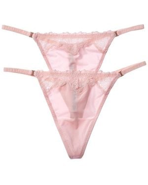 Le Mystere 2Pk Lace Allure Micro Thong - Pink
