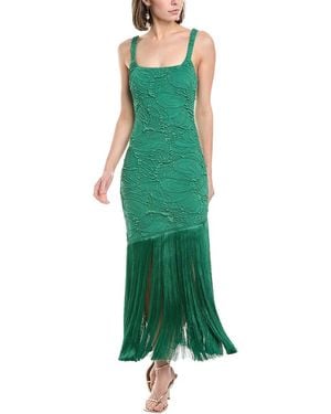 PATBO Jacquard Fringe Midi Dress - Green