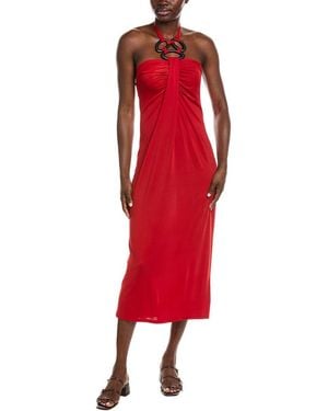 Natori Solid Jersey Halter Dress - Red