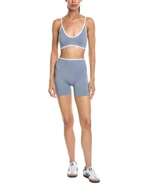 Marion 2Pc 5.5In Contrast Bra & High Rise Yoga Short Set - Blue