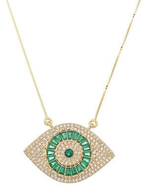 Eye Candy LA Silver Cz Evil Eye Necklace - Metallic