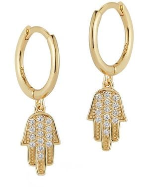 Glaze Jewelry Silver Cz Hamsa Huggie Earrings - Metallic
