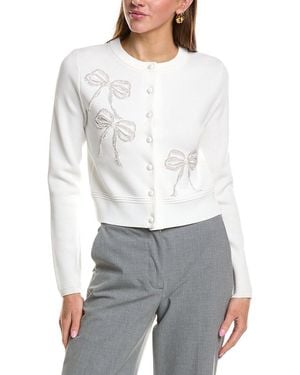 English Factory Bow Detail Cardigan - White