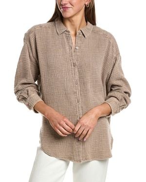 Splendid Gauze Button Down Shirt - Natural