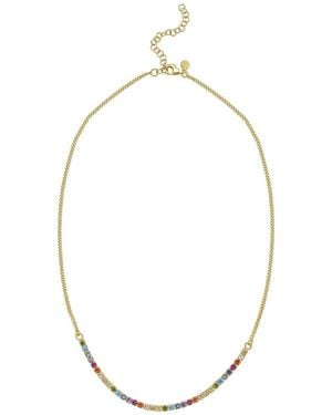 Italian Silver Italian Over Cz Tennis Necklace - Metallic