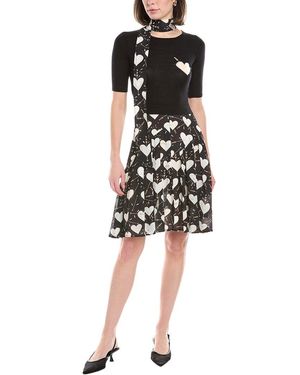 Elisabetta Franchi Scarf Neck Wool Mini Dress - Black
