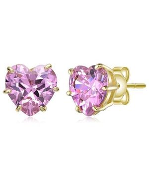 Rachel Glauber 14K Plated Cz Stud Earrings - Pink