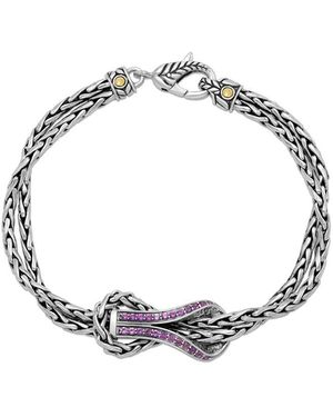 Samuel B. 18k & Silver 0.24 Ct. Tw. Rhodolite Buckle Bracelet - Metallic