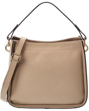 Italian Leather Shoulder Bag Leather Top Handles Bag - Natural