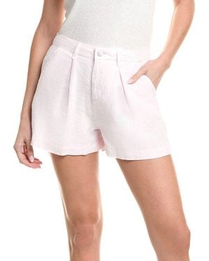 L'Agence Zahari High-Rise Pleated Linen Short - White