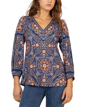 Hale Bob Paloma Long Sleeve Blouse - Blue