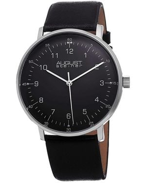 August Steiner Leather Watch - Black