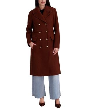 Kenneth Cole Wool-Blend Long Jacket - Red