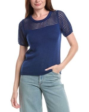 Joseph A Open Pointelle Sweater - Blue