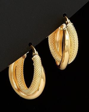 Italian Gold 18K Double Hoop Earrings - Black