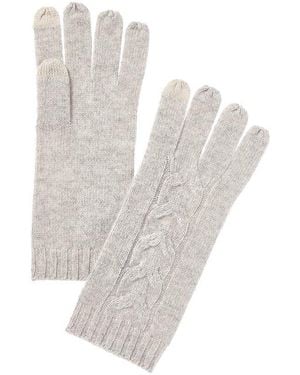 Bruno Magli Centre Cable Cashmere Gloves - White