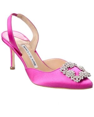 Manolo Blahnik Hangisli 70 Satin Slingback Pump - Pink