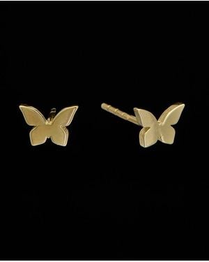 Italian Gold 14K Dainty Buttterfly Studs - Black