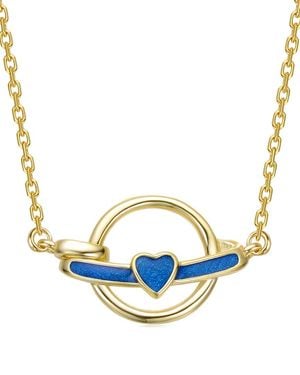 Rachel Glauber 14K Plated Heart Necklace - Blue