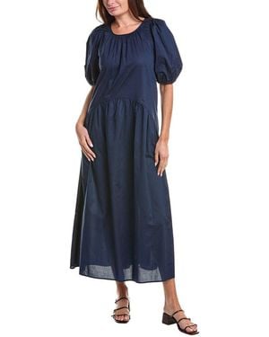 Max Studio Puff Sleeve Drop Waist Maxi Dress - Blue