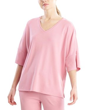 Natori Tranquility Waffle V-Neck Top - Pink