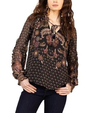 Hale Bob Long Sleeve Robin Silk Blouse - Brown