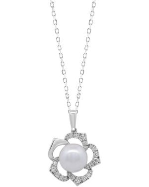 Ethos Creations Brilliant Bloom 14K 0.25 Ct. Tw. Lab-Grown Diamond & 8Mm Pearl Pendant - White