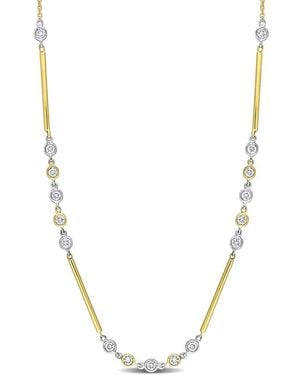 Rina Limor 14k Two-tone 0.39 Ct. Tw. Diamond Station Necklace - Metallic