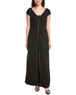 Joseph Ribkoff Cap-Sleeve Rhinestones Jumpsuit - Black