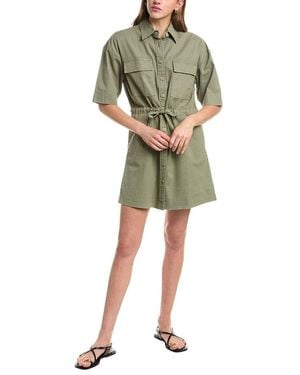 Faherty Utility Twill Mini Shirtdress - Green