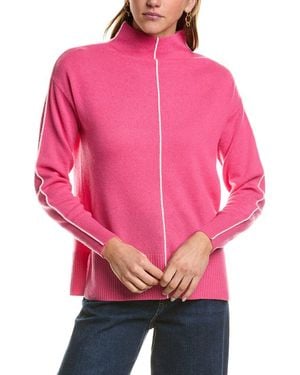 InCashmere Tipped Mock Neck Cashmere Jumper - Pink