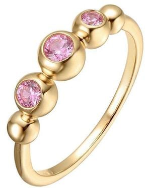 Rachel Glauber 14K Plated Cz Three Stone Ring - White
